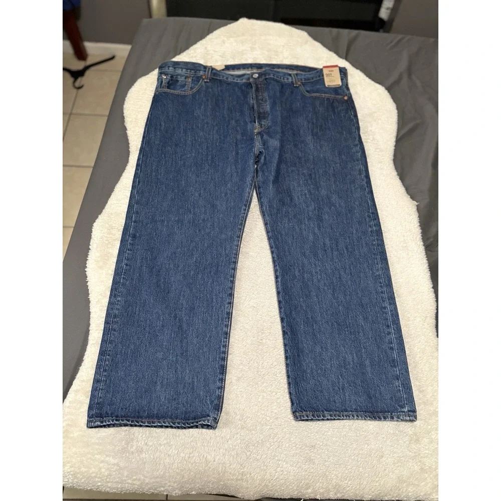 New Levi's 501 Original Straight Button Fly Blue Denim Jeans 48x29 B&T NWT Pants